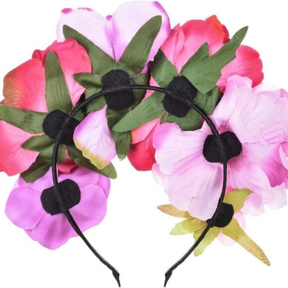 Rose Flower Crown Headband Women Festival Birthday Party Wedding Fuchsia
